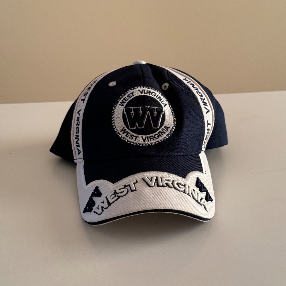 WEST VIRGINIA MOUNTAINEERS BASEBALL HAT CAP ADJUSTABLE HUNTER Black/ white 3D
